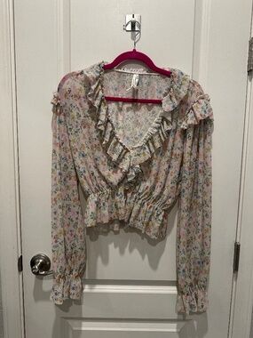EUC ANTHROPOLOGIE - Floral Ruffles Blouse, XS